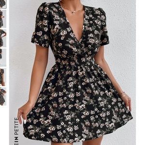 Floral Faux Wrap Dress Shein Petite